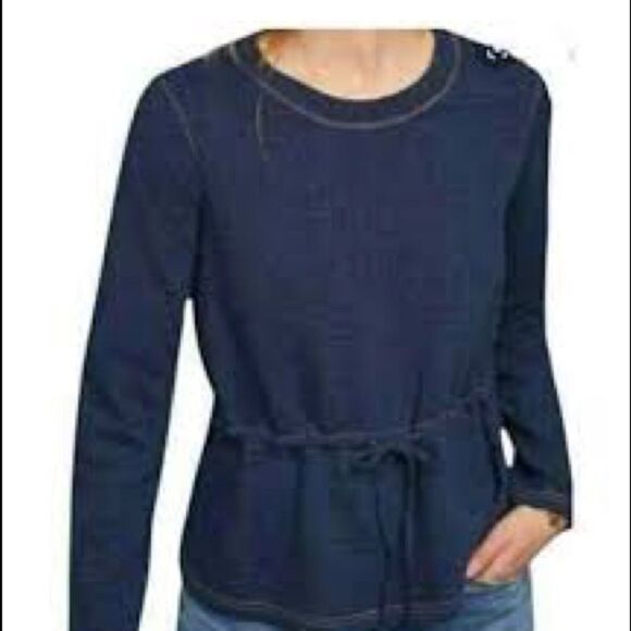 Anthropologie Current Air Navy Peplum Top - Picture 1 of 8